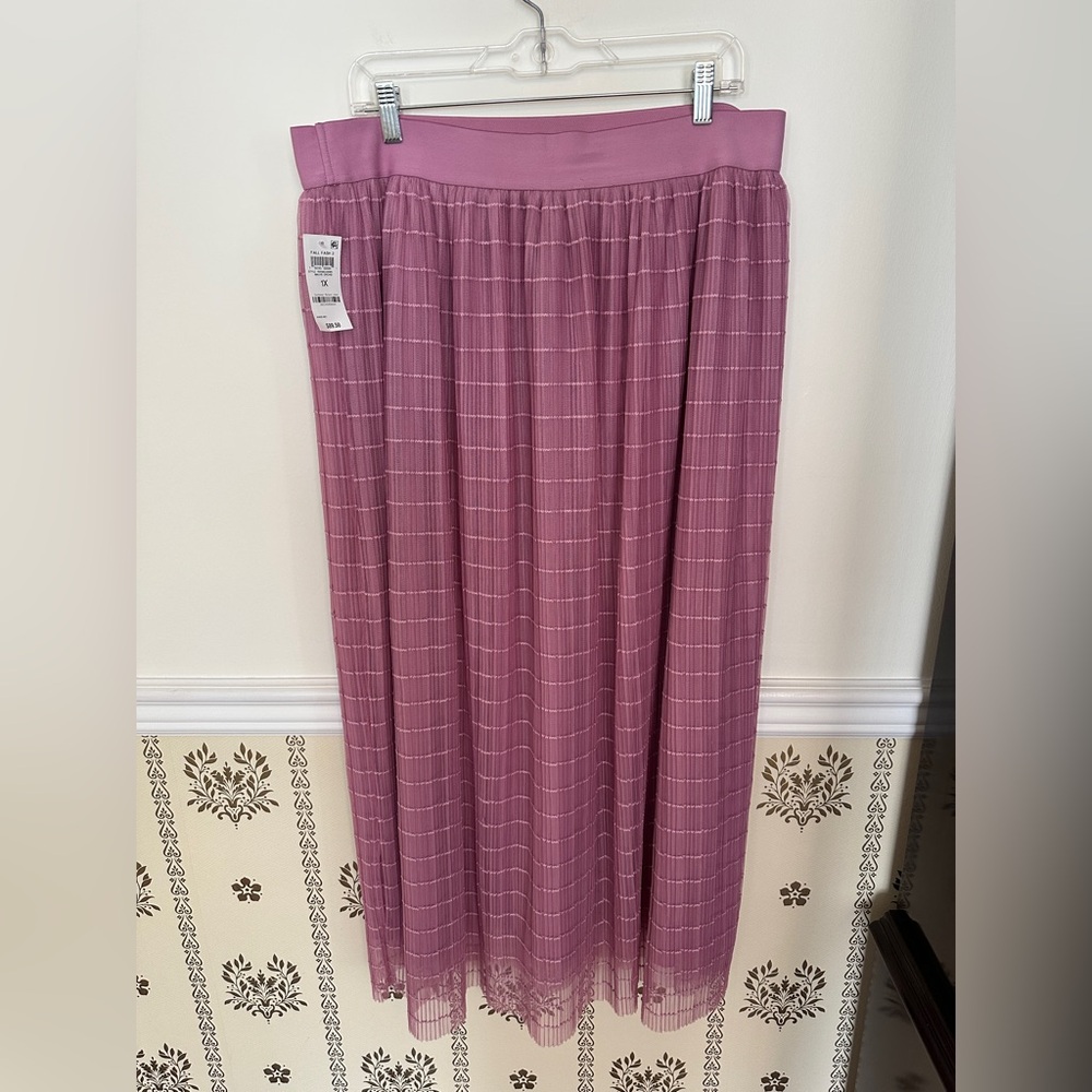 On 34th Tulle Mauve Orchid A-Line Midi Skirt Plus Size 1X - Picture 5 of 9